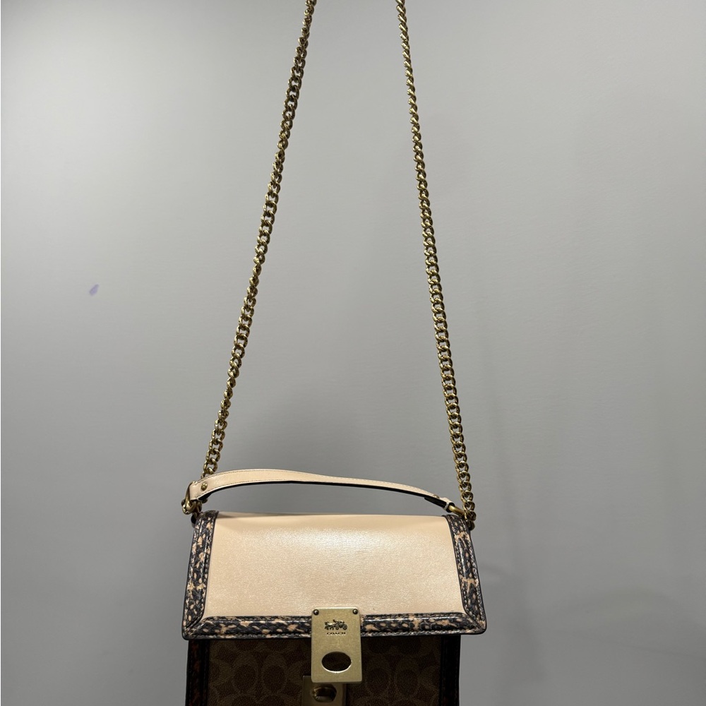 Coach Signature Hutton Convertible Crossbody Shoulder - Snakeskin Color Block - Picture 7 of 11